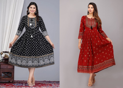 Classy Designer Women Embellished Anarkali Kurta(Black)