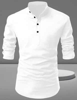Svatantra Men Solid Straight Kurta(White)