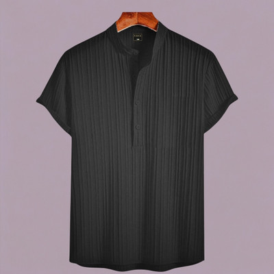 nitafashion Men Self Design Straight Kurta(Black)