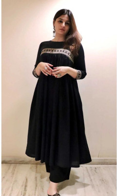 ShreeBalaji Women Embroidered Ethnic Dress Kurta(Black)