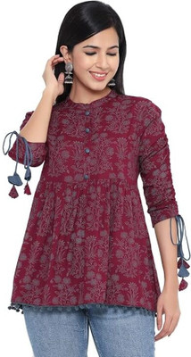 PaliwalArts Casual Printed Women Maroon Top
