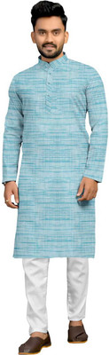Abdullah Faishon Men Solid A-line Kurta(Blue)