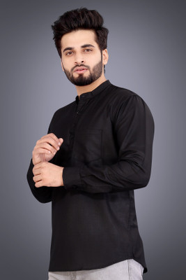 SPOQUE Men Solid Straight Kurta(Maroon)