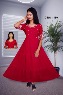 NAFISA DRESSES Women Solid Ethnic Dress Kurta(Red)