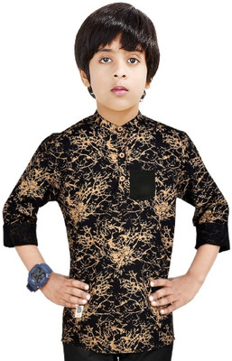 MOHINI CREATION Boys Printed Straight Kurta(Black)