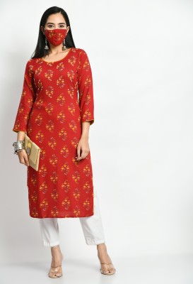 MAURYA Women Solid Straight Kurta(Red)