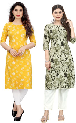 HouseOfCommon Women Printed Straight Kurta(Multicolor)