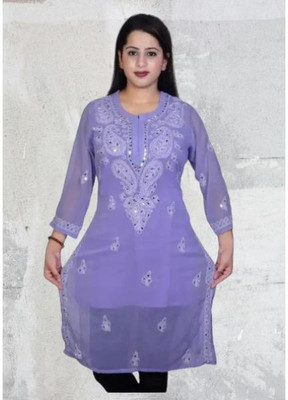 Sheeraz enterprise Women Embroidered Straight Kurta(Light Blue)