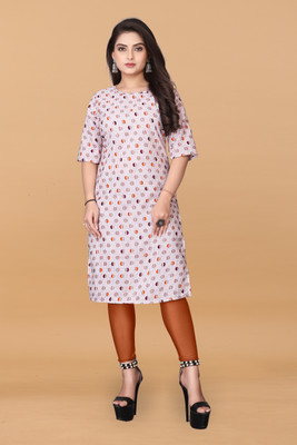 HARISH TEXTILE Women Printed A-line Kurta(White)