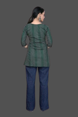 SUHANIKA Women Striped Straight Kurta(Green)