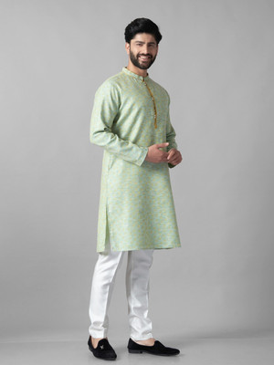 JUGG JUGG JEEYO Men Printed Straight Kurta(Green)
