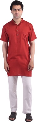 JAIPUR RAJWADA Men Solid Straight Kurta(Maroon)