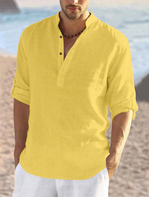ZOMBOM Men Solid Straight Kurta(Dark Blue)