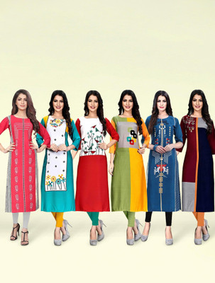 1 Stop Fashion Women Printed Straight Kurta(Multicolor)