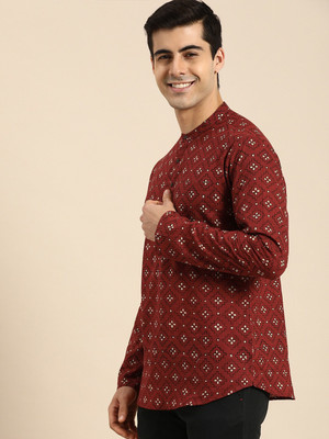ANOUK Men Printed Straight Kurta(Red)