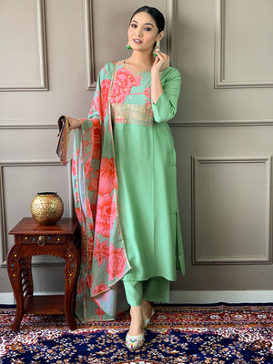 Dhruvil Impex Embroidered Kurta, Trouser/Pant & Dupatta Set