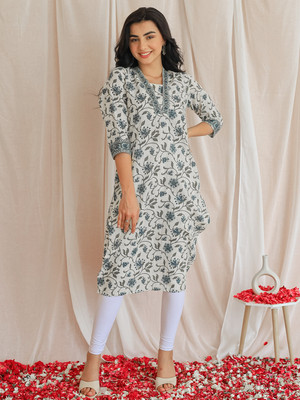 LIBAS Women Printed Straight Kurta(White)