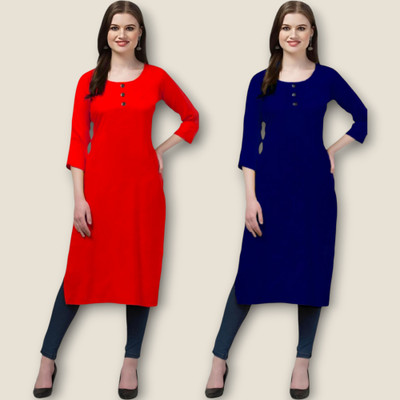 Coft Women Self Design, Solid Straight Kurta(Multicolor)