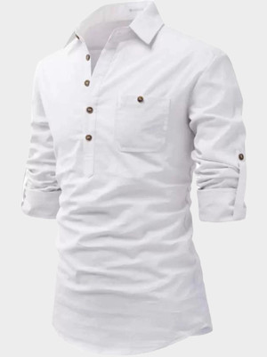 Springberry Men Solid Straight Kurta(White)