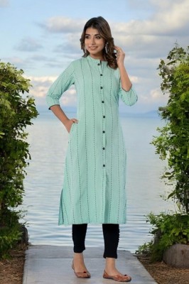 VINH FASHION Women Self Design A-line Kurta(Green)