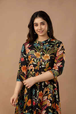 Tejal Textile Women Embroidered Anarkali Kurta(Silver)