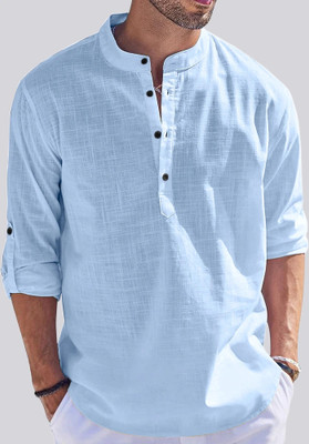 ZARTHA Men Solid Straight Kurta(Blue)