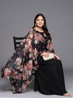 A Plus by Ahalyaa Flared/A-line Gown(Black)