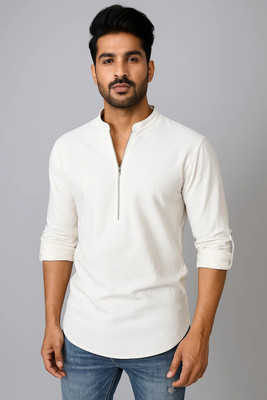 RAREMARK Men Solid Straight Kurta(White)