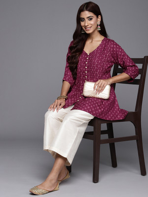 LIBAS Women Embellished Flared Kurta(Purple)