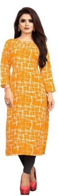 HI FI NX Women Striped Straight Kurta(White, Yellow)