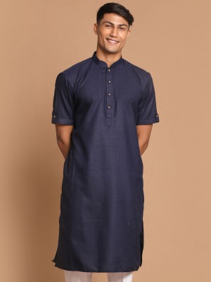 VASTRAMAY Men Solid A-line Kurta(Blue)