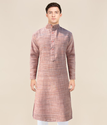 Zargnut Attire Men Self Design Straight Kurta(Orange)