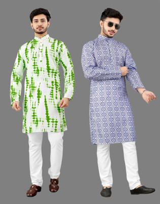 DHASU TRENDZ Men Dyed/Ombre, Printed Straight Kurta(Multicolor)