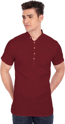 EDIN ENTERPRISES Men Solid A-line Kurta(Maroon)