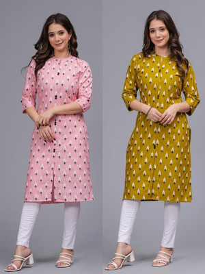 Mahruchi Textile Women Block Print Straight Kurta(Multicolor)