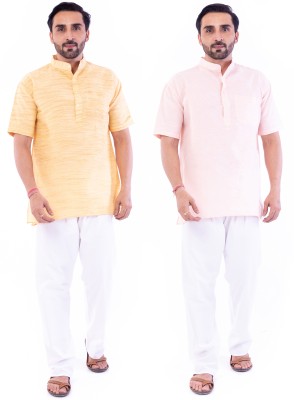 DESHBANDHU DBK Men Solid Straight Kurta(Beige, White)