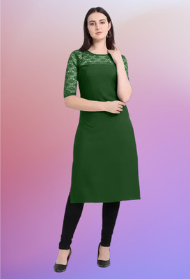 Maheshvi Women Self Design Straight Kurta(Green)