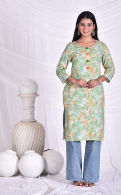 rashmi shree creation Women Printed Straight Kurta(Green)