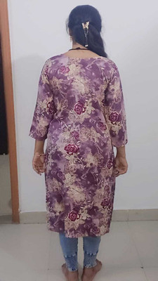 PravinFab Women Floral Print, Printed A-line Kurta(Purple)