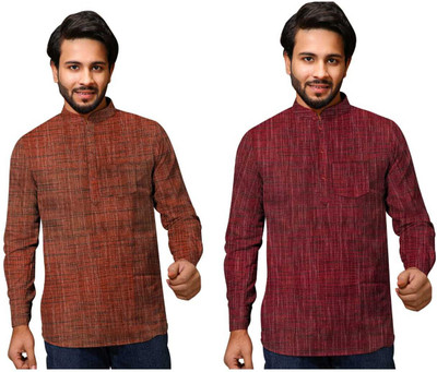 Priya Enterprises Men Self Design A-line Kurta(Red)