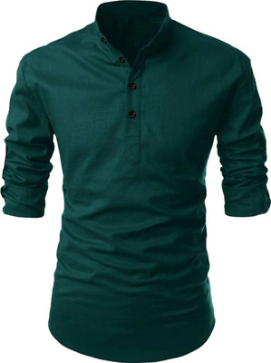 Fashion Marts Men Solid Straight Kurta(Green)
