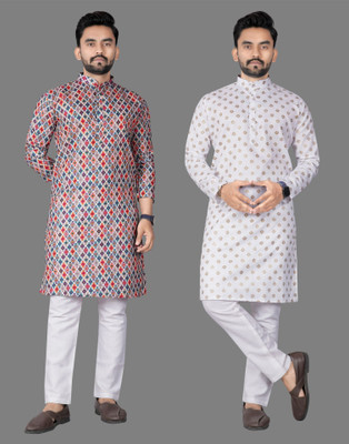 DHASU TRENDZ Men Printed Straight Kurta(Multicolor)