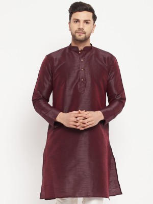 VM Men Solid A-line Kurta(Maroon)