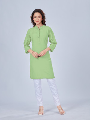 SPGR Women Solid Straight Kurta(Light Green)