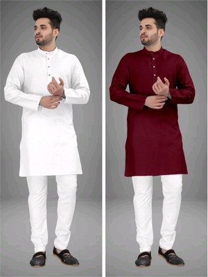 GRATITUDE ROCK Men Solid Straight Kurta(Multicolor)