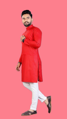 VINAARI Men Solid A-line Kurta(Red)