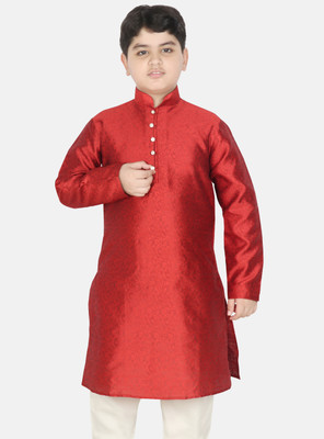 SG YUVRAJ Boys Solid Straight Kurta(Blue)
