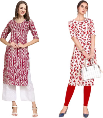 HouseOfCommon Women Printed Straight Kurta(Multicolor)