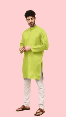 VINAARI Men Solid A-line Kurta(Green)