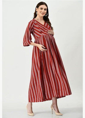 Priyas Creation Women Embroidered A-line Kurta(Maroon)